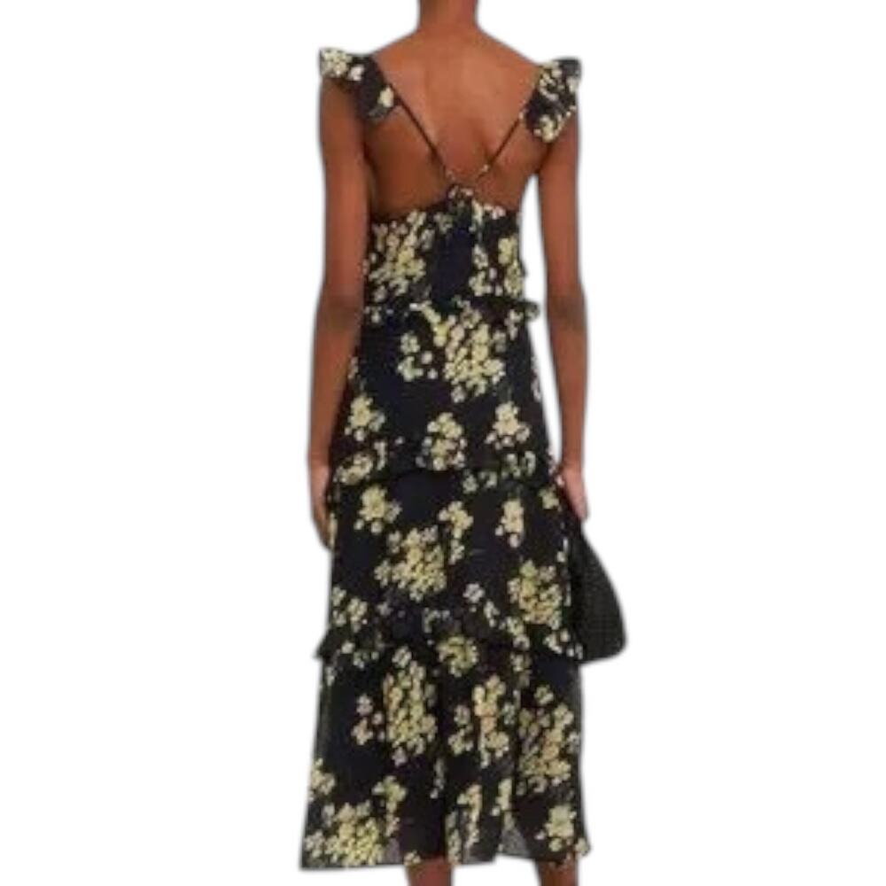 o.p.t. Floral Midi Dress in Navy and Yellow - Picture 3 of 13